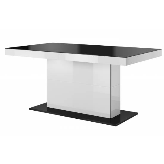 QUARTZ  stół 165 x 95 cm rozkładany, biało / czarny